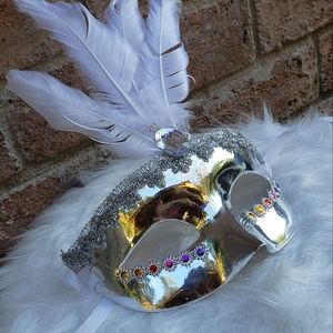 New Years HANDMADE Masquerade Mardi Gras Silver